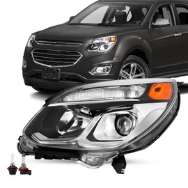 TUSDAR Fits For 2016 2017 Chevy Equinox Halogen Projector [OE Style] Headlights Replacement Headlight Assembly Factory Headlamp LH Left Driver Side Bulbs Included