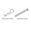 sourcing map 2x40mm Carbon Steel R Shaped Spring Cotter Clips