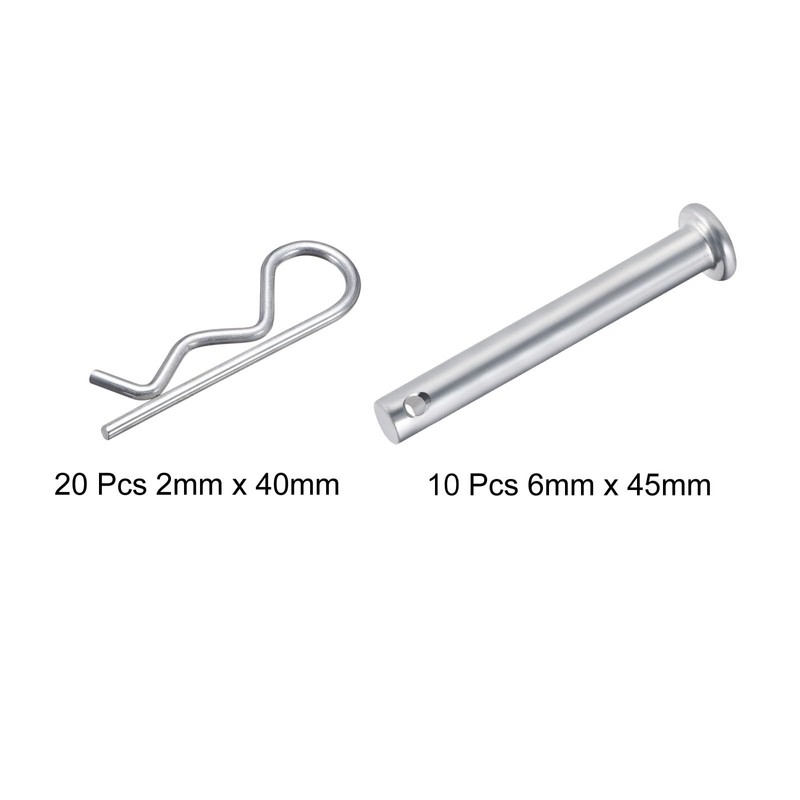 sourcing map 2x40mm Carbon Steel R Shaped Spring Cotter Clips