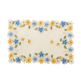 2pack Rectangular lace Doilies,yellow blue Floral Cutwork Embroidered Placemats Vase Pads for Wedding Birthday Dinner Party Decor (Rectangular)
