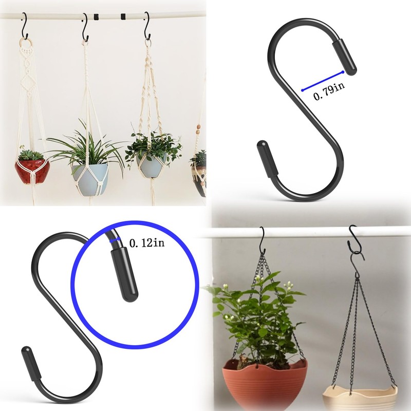 10 Pack 3" Heavy Duty Vinyl Coated S-Hooks for Hanging