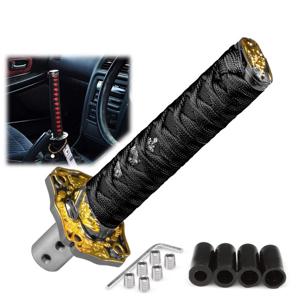 EZAUTO WRAP 15cm Black Shift Knob Samurai Sword Alloy Katana