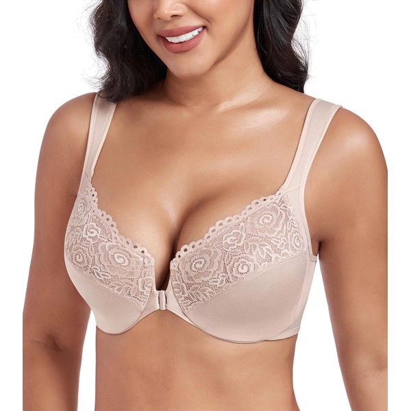DotVol Women's Plus Size Full Figure Front Closure Underwire Lace