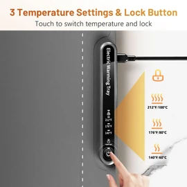 Food Warming Mat, Full Surface Heating Silicone Electric Warming Tray with 3 Level Temperature Settings, Auto Shut-Off, Foldable Roll Up Food Warmer for Parties Buffets, Gatherings