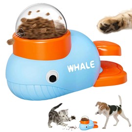 KPWIN Dog Treat Dispenser Toy, Cat Puzzle Feeder, Interactive Durable Yellow Duck-Shaped Puzzle Feeder for Dog Cat Treat Toy (Whale)