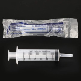 Hyber&Cara Syringes 60ml (50ml), 5 Pcs Plastic Syringe with Catheter Tip for Scientific Labs, Liquid Measuring & Dispensing, Animal Feeding, Plant Watering