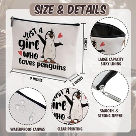 Eronm Penguin Makeup Bag, Penguin Gifts for Penguin Lovers, Small Cosmetic Bag for Purse Cosmetics, Travel Essentials Gifts for Women Girls, Birthday Mother's Day Christmas Gifts-B04