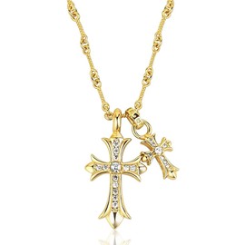 CHJFDC Cross Pendant Necklace Gold Plated Cross Necklace for Women Gold Women Chain Jewellery for Women and Girls