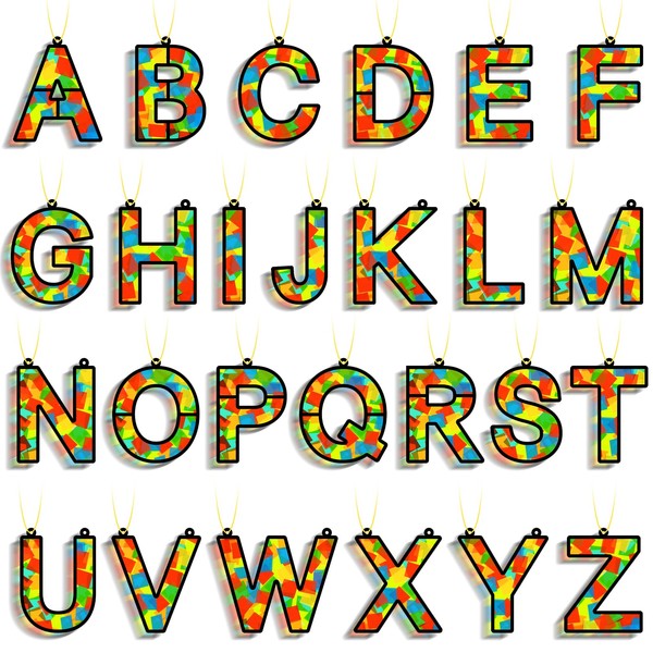 24 Sets Alphabet Letters Suncatchers Craft Kit DIY Window Stained