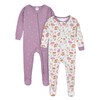 Gerber Baby Girl's 4-Pack Footed Pajamas, Apple and Woodland Floral,