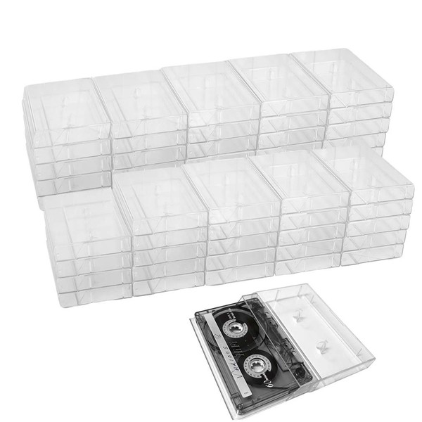 Evelots 50 Pack Cassette Tape Cases-Clear Plastic Storage-Audio-No Scratch/Dirt