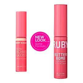 Ruby Kisses Lip Gloss Butter Bomb Gloss Non-Sticky Lip Gloss Vitamin E Natural Nude Lip Makeup - 7.8mL (0.26 US fl.oz) (Bubble Pop)