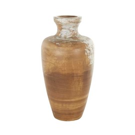 Deco 79 Ceramic Decorative Vase Antique Style Distressed Patina Centerpiece Vase, Flower Vase for Home Decoration 10" x 10" x 20", Brown