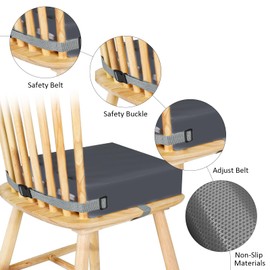 HENGBIRD Booster Seat Chair, Child, Pu Washable, Dismountable Seat Raiser Seat Cushion Children with 2 Safety Buckle Straps, Dining Table Portable Child Seat Raiser Chair Seat with Non-Slip Base