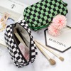 PAZIMIIK Checkered Makeup Bag for Purse Portable Zipper Make Up