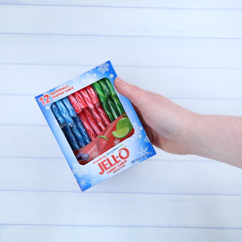 Limited Edition Jello Candy Canes, Fruit Flavored Holiday Treats, Stocking
