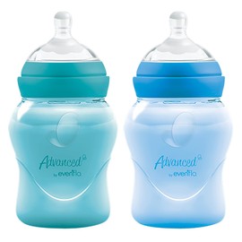 Evenflo Biberón Anticólicos Ancho, Niña, Rosa Y Lila, Flujo Lento, 5oz, Biberones Cuello Ancho Para Niño Color Azul Verde 5 Oz Paquete De 2 Baby Boys, Azul/verde, Unidad Paquete De 1