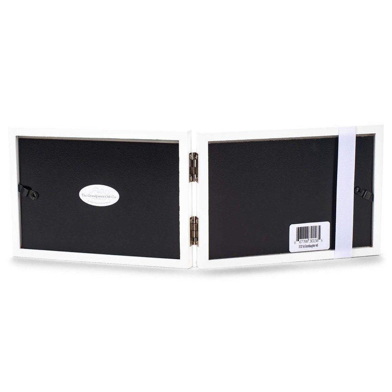 First Grandchild Picture Frame- White Double Hinged Tabletop Photo Frame