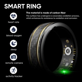 findtime Smart Ring Men Women Smart Ring Android Carbon Fiber Fitness Ring Pedometer Heart Rate Blood Oxygen Sleep Tracker Activity Trackers for Sports Time, Distance, Calories