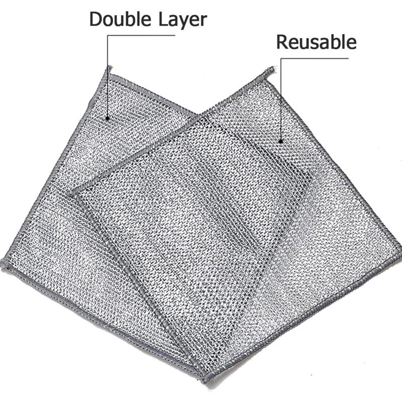 6 PCS Double Layer Non Scratch Wire Dishwashing Cloths Multipurpose