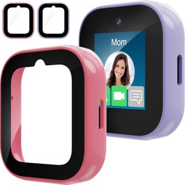 ZOOROO 3 Pack Case Compatible with Sync Up Kids Watch 2 Screen Protector for Kids, Hard PC Overall Protective Case Bumper with 9H Tempered Glass Cover Accessories, Lightpurple+Pink