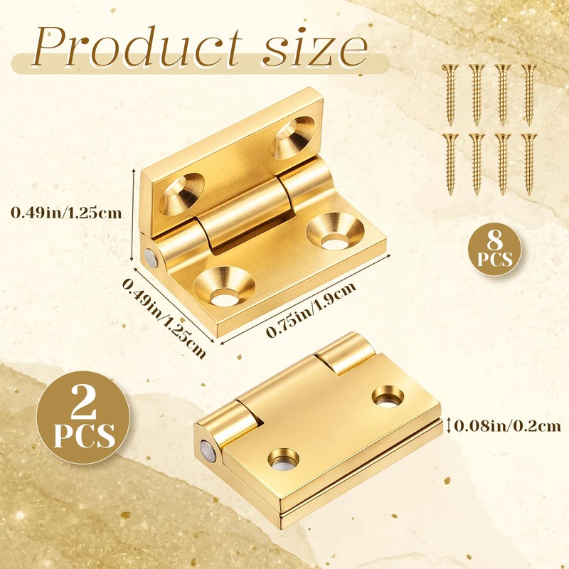 2Pcs Mini Solid Brass Hinges 90 Degree Jewelry Box Hinges