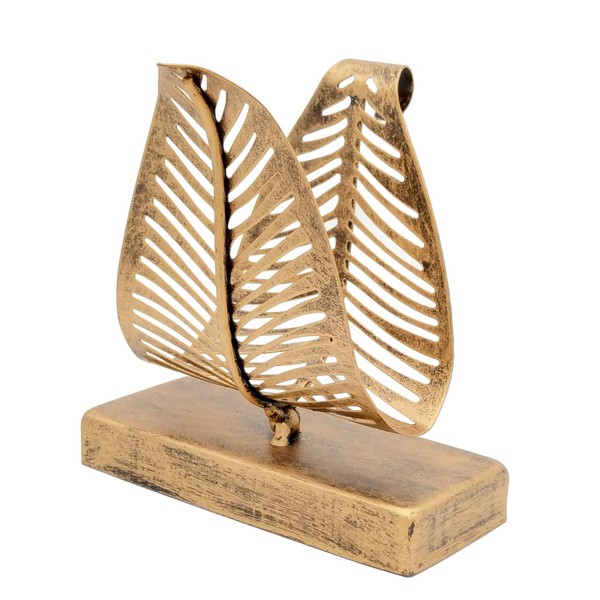 OwlGift Freestanding Modern Napkin Holder with Leaf Design, Tabletop Tissue Dispenser, Countertop Napkin Storage Organizer – Bronze