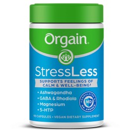 Orgain StressLess, Vegan Stress Relief Supplement - Blend of Magnesium, Lemon Balm, GABA, 5 HTP, Rhodiola Rosea, Ashwagandha and Chamomile, Gluten Free, Doctor Formulated - 90 Count, 30 Day Supply