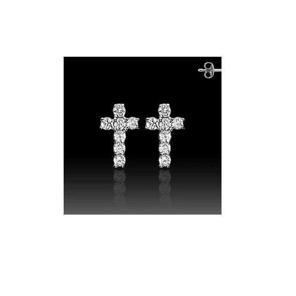 Unbranded Pair .925 sterling silver W /Prong Set clear C.Z.