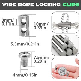 CEEYSEE 20Pcs Wire Rope Clips for 1-2 mm Diameter Wire Rope Clips with end Screw Stopper Metal Wire Rope Grips Adjustable Wire Rope Clamps Steel Cable Wire Rope Clamp Crimping Loop (U/GSJ/1-2 mm)