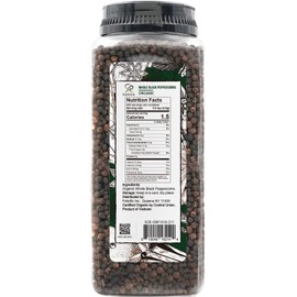 Soeos Organic Black Peppercorns 18 oz, Non-GMO Certified, USDA Organic, BPA Free Package, Kosher, Grade AAA, Freshly Packed to Keep Peppers Fresh, Safe, and Better Taste, Black Peppercorns for Grinder Refill, Organic Peppercorns Bulk, Peppercorns Whole, 