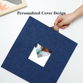 Vienrose Large Photo Album Self Adhesive for 4x6 8x10 10x12 Pictures Linen Scrapbook Album DIY 60 Blank Pages with A Metallic Pen