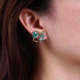 Atentuyi Boho Small Pearl Stud Earrings CZ Flower Earrings Vintage Pearl Earrings Gold Flowers Earrings Crystal Ear Jacket Pearl Front Back Earrings Jewellery for Women and Girls, Crystal