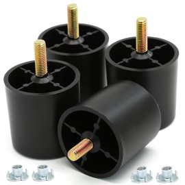 Murtenze 4 patas de plástico para sofá de 2 pulgadas, patas de repuesto negras para sofá, patas redondas para muebles con pernos M8 para sofá, tocador, armario, silla, cama, mesa de café