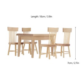 TOYANDONA 5pcs Dollhouse Table Chair Wooden Miniature Dining Table Wooden Furniture Set Mini Accessories for Dollhouse Fairy Garden Props