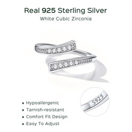 ChicSilver Sterling Silver Toe Ring Cubic Zirconia Adjustable Womens Toe Rings Hypoallergenic Rings for Women Summer Foot Jewelry