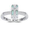 Cross Cremation Ring for Ashes - 925 Sterling Silver Opal