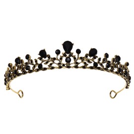Crystal Wedding Princess Headband Pageant Crown, Bridal Hair Jewelry for Women and Girls Birthday Party Wedding (black)