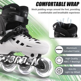 Inline Skates for Kids Girls and Boys, 4 Sizes Adjustable Roller Skates Blades with Full Light Up Wheels for Women Men, Durable Outer Shell, Roller Skates 4-12 Adults