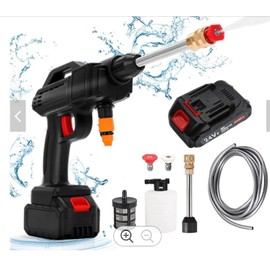 Enegyz 20V Cordless Pressure Cleaner Car Washer Gun, Water Hose Nozzle, Two 4000mAh Rechargeable Battery for Outdoor high Pressure Washing