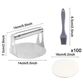 Smash Burger Presse, Hamburger Smasher Werkzeug für die Grillplatte, Edelstahl Hamburgerpresse, 14 cm Antihaft Grillpresse für Smashburger, Speck, Hackfleisch, Fleisch