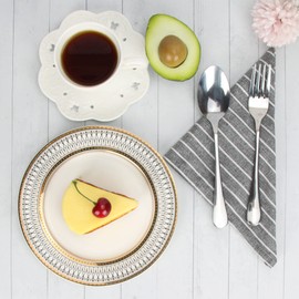 INFEI White Striped Linen Cotton Dinner Cloth Napkins - Set of 12 (40 x 30 cm) - for Events & Home Use (Black)