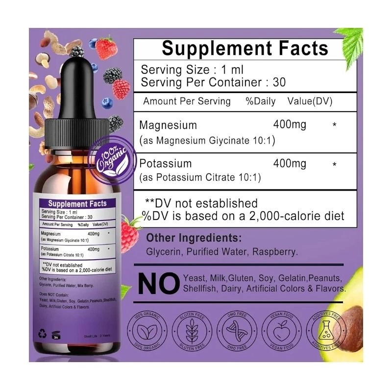 Mulittea Magnesium Potassium Liquid Drops 24,000 mg EXP: 10/2026