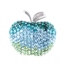 Alilang Sparkle Crystal Rhinestones Cute Apple Brooch Christmas Eve Lapel Pins Dress Accessories for Hat Bag Suit Tie, Blue