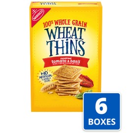 Wheat Thins Whole Grain Crackers 8.5 Oz Boxes 6, Sundried Tomato & Basil, 6 Count