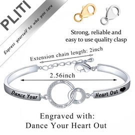 PLITI Dance Bracelet For Girls Dancer Gifts Dance Teacher Jewelry Dance Your Heart Out Girls Dance Bangle For Dance Recitals Dancers Dance Teams Dance Coach Dance Instructor Gifts (Dance Heart Out S CA)