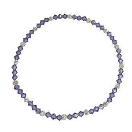 8.5" Petite Stretch Anklet (P92) ~ Sparkly Purple Crystal & Silver Tone Heishi Beads