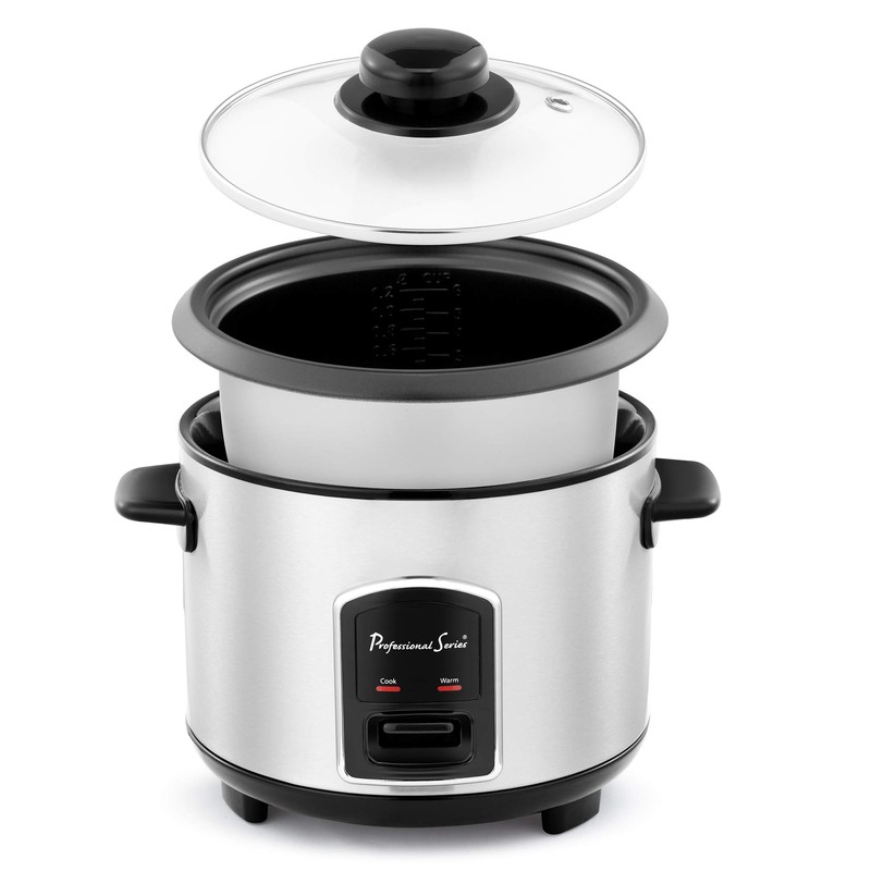 Professional Series 6-Cup Rice Cooker with Glass Lid Stainless Steel