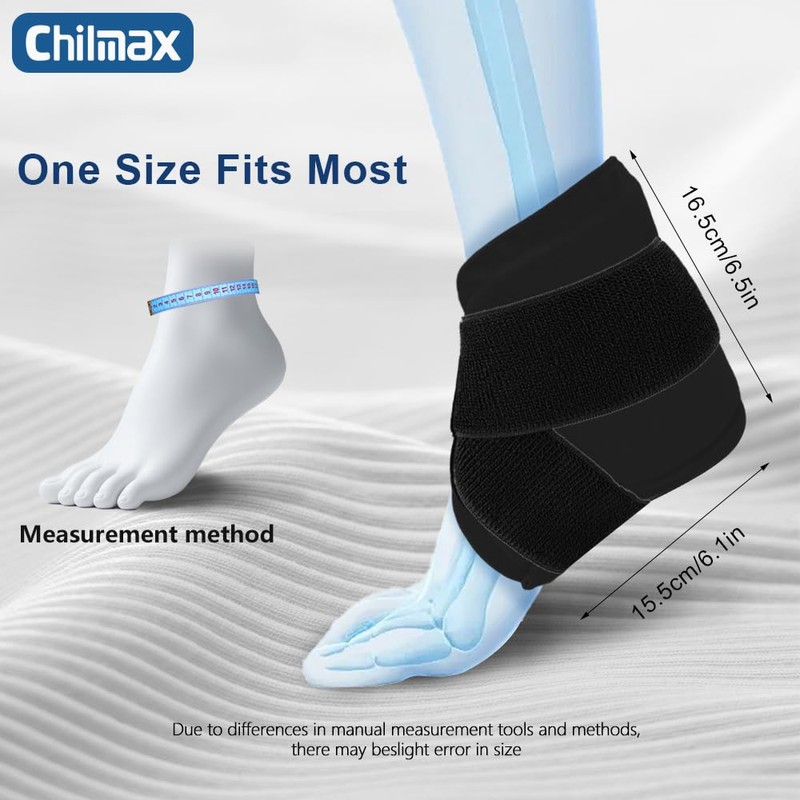 Chilmax Ankle Heel Ice Pack Wrap Brace for Swelling,Gel Cold/Hot