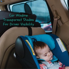 kinder Fluff Car Window Shade (4X Transparent Sunshades) - The Only Certified Car Window Sun Shade for Driver Proven to Block 99.95% UVR - Car Window Sun Protection - Large